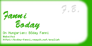 fanni boday business card